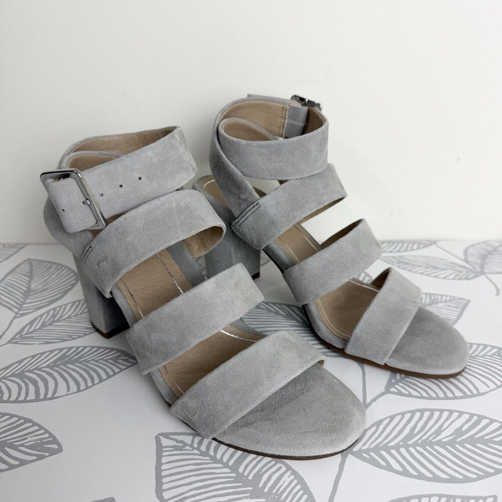 Vionic Blaire Strappy Suede Leather Heels Gray Women’s 7.5 Comfort Support - Picture 2 of 9